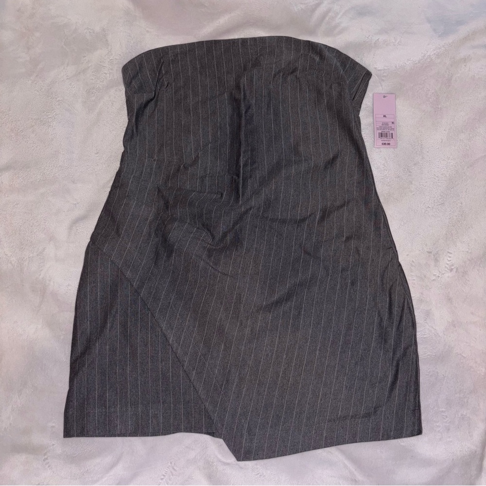 Wild Fable Gray Strapless Pinstripe Dress